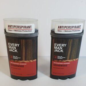 2X Every Man Jack Antiperspirant + Deodorant Cedarwood 2.6 oz Lot of 2 New